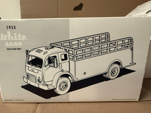1953 White 3000 stake body box